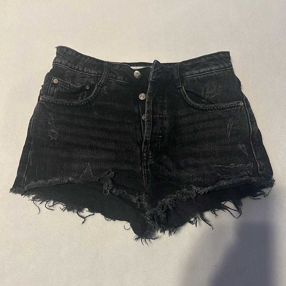 Zara black denim shorts